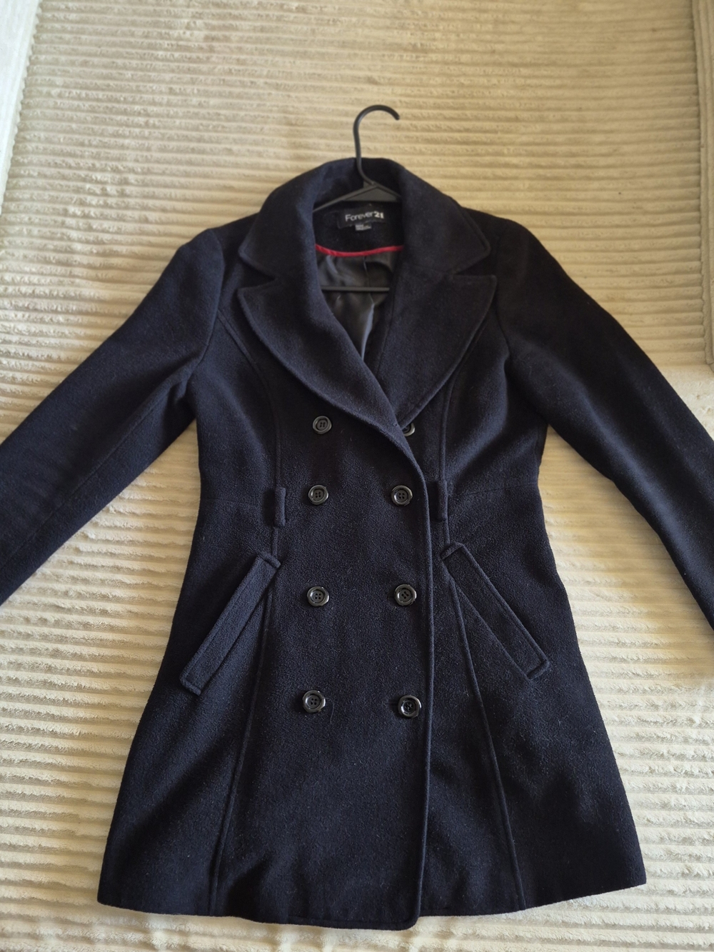 Forever 21 Navy Double-Breasted Pea Coat